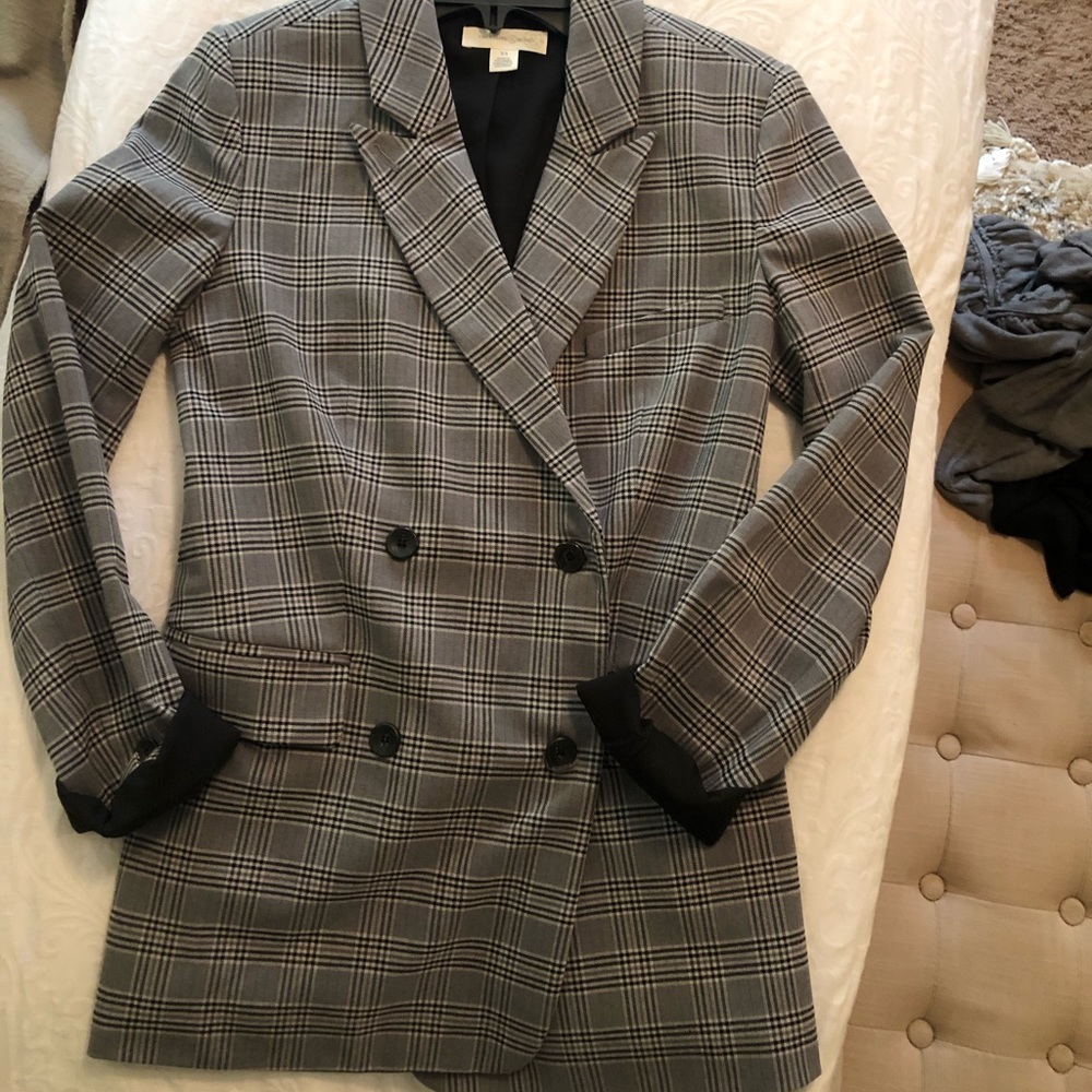 Treasure & Bond Black and Gray Blazer Classic Double-Breasted